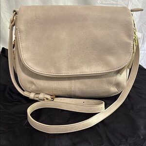 EUC Miztique Cream Crossbody Bag with Saddle Shape